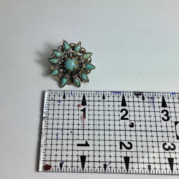 Turquoise and silver brooch. Vintage piece. - Picture 3 of 3